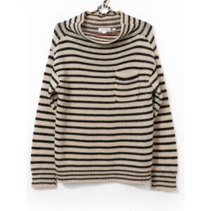 Wallace‎ womens medium slouchy sweater mohair boho stripe sand beige tan black